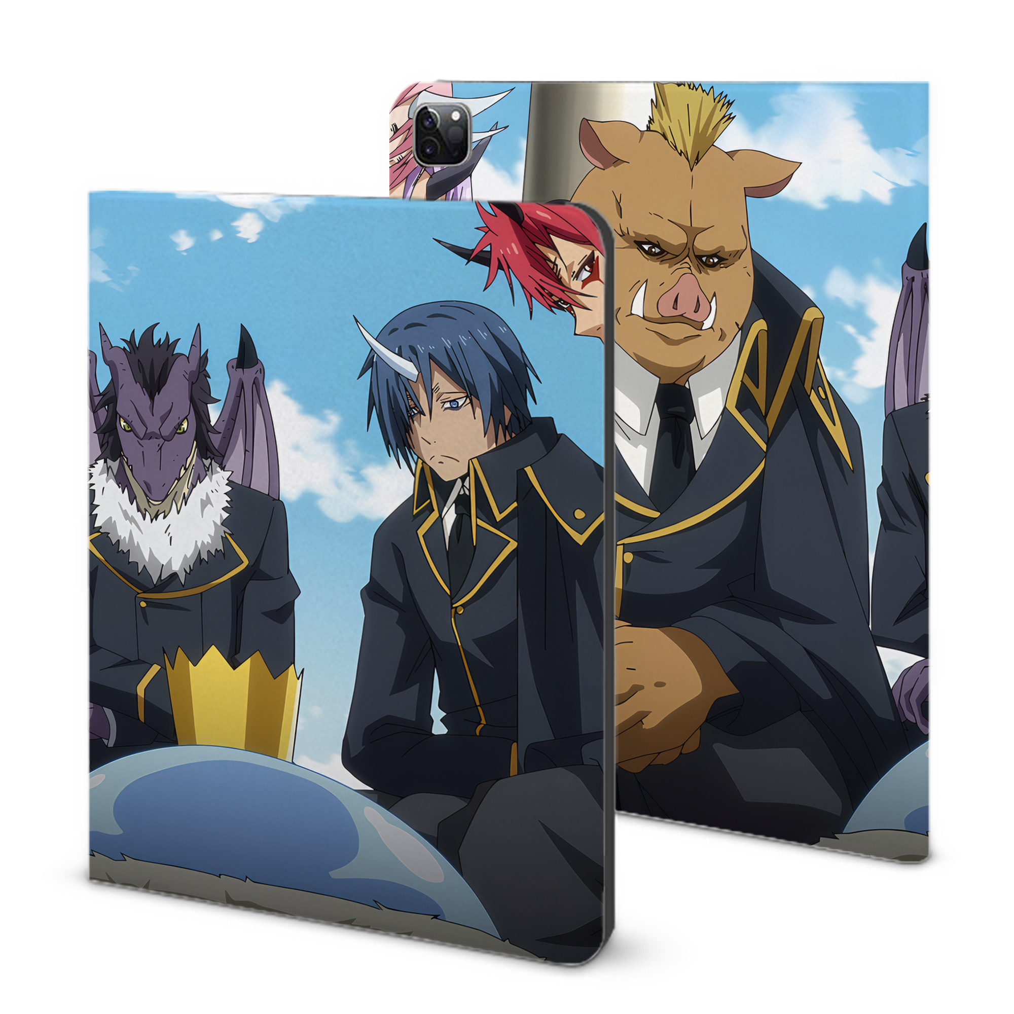 （画像用） 転スラ Regarding Reincarnated to Slime IPad ケース ブック型 PUレザー TPU 耐衝撃 軽量 薄型 ペン収納なし 全面保護 IPad 各モデル対応